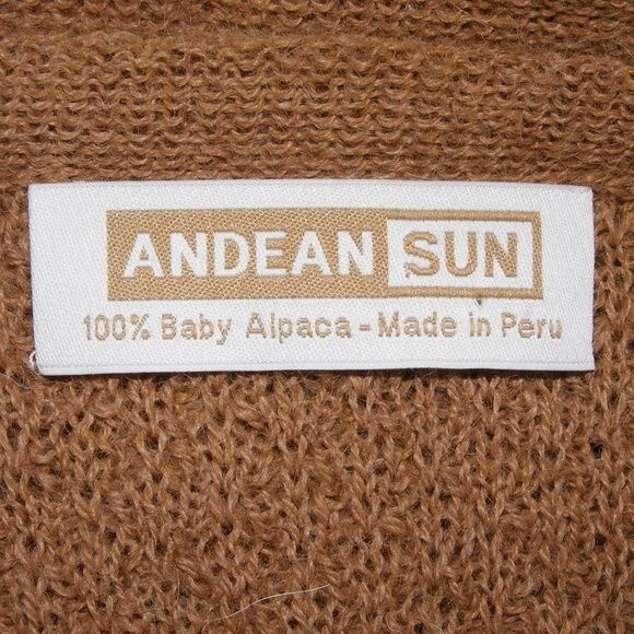 ANDEAN SUN Alpaca Sweater Top, L, Open front, Short sleeves, Textured, Cardigan - Picture 9 of 10